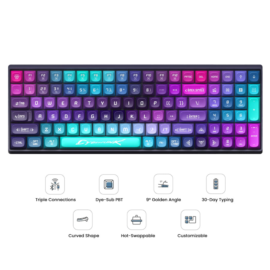 Lofree Touch 100-Keys Triple Mode Wireless Mechanical Keyboard (Cyberpunk)