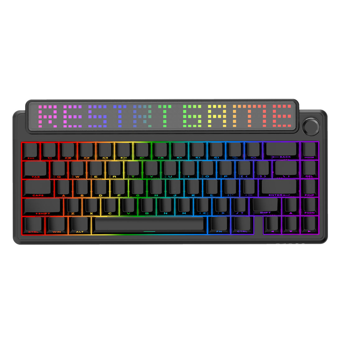 Ajazz Pixel68 Dot Matrix Large Screen RGB Tri-Mode Mechanical Keyboard (Black) (White Peach Switch)