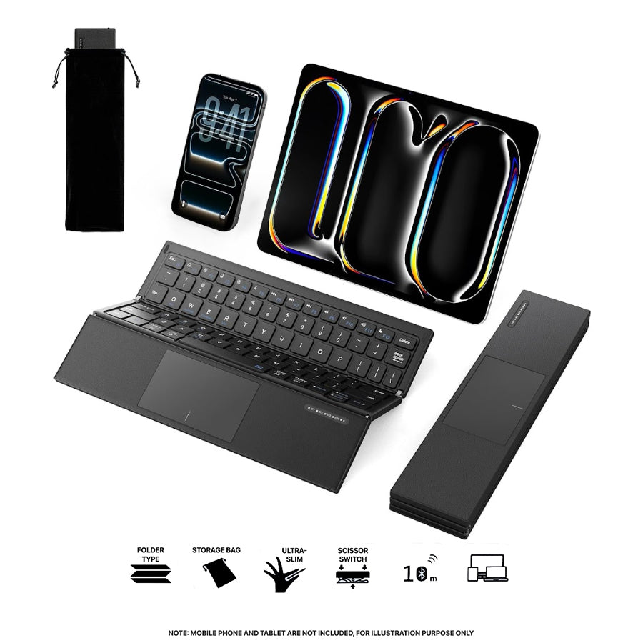Harmonica Z01 Tri-Fold Keyboard with Touchpad (Black)