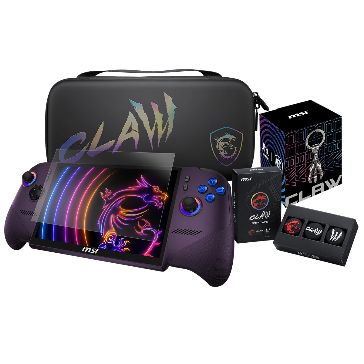 MSI Claw 8 EX AI+ CG3EM-025PH Launch Pack Handheld Gaming PC (Void Purple) | 8" FHD+ (1920x1200) 120Hz IPS Touch Display | Intel Arc G3 Extreme | 32GB RAM | 1TB SSD | Intel Arc Graphics | Win 11 Home | Keychain + Travel Case III+ Grip Caps+ Tempered Glass