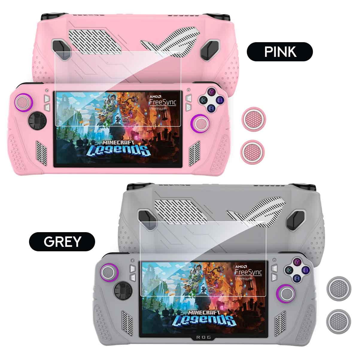 IINE Silicone Protective Case For ROG Ally (Pink, Grey)