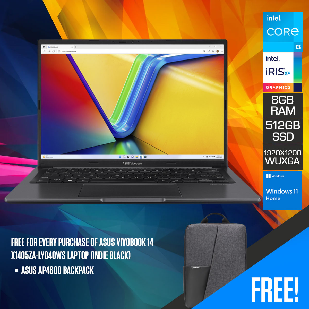 Asus Vivobook 14 X1405VA-LY172WS Laptop (Indie Black)
