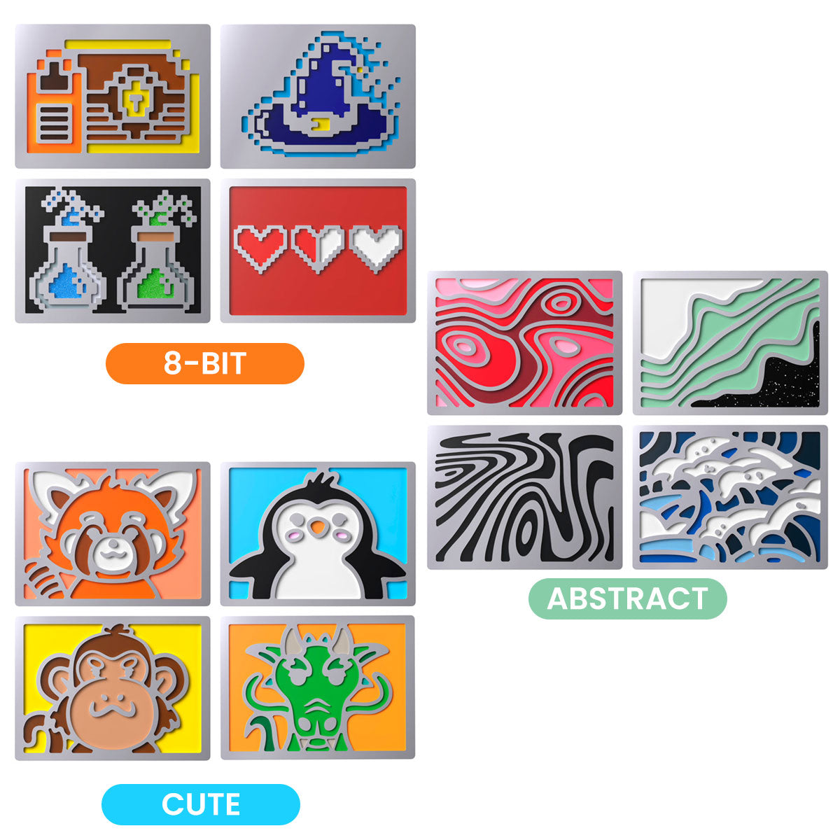 HyperX Badge Pack Gaming Keyboard Swappable Magnetic Badges (8-Bit, Abstract, Cute)