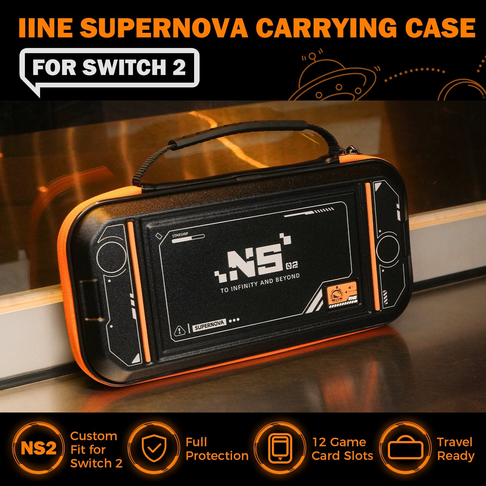 IINE Supernova Black Carrying Case for Nintendo Switch 2 L1188