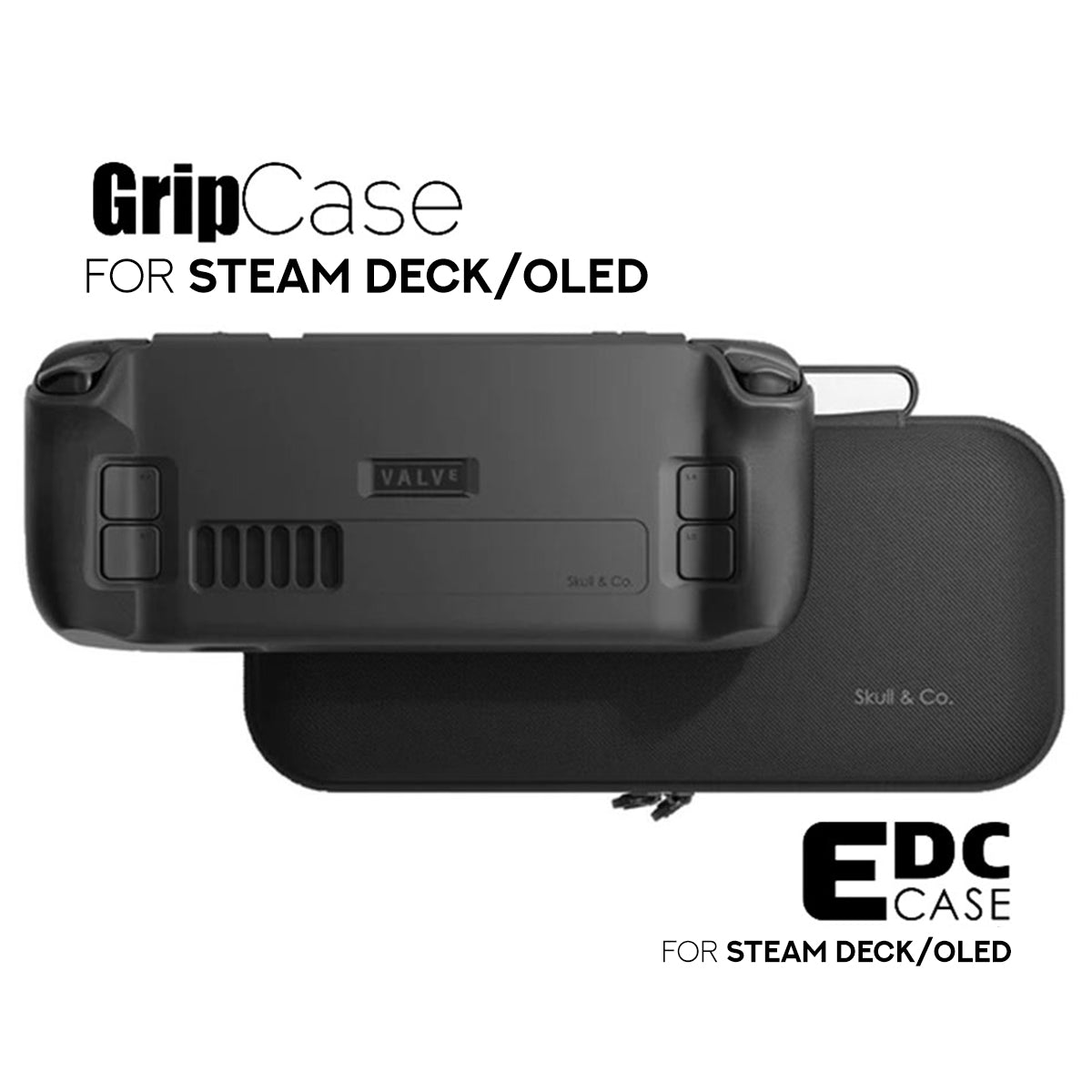 Skull & Co. Grip Case SD + EDC Case SD Bundle For Steam Deck/OLED (Black) (SDGCSET-BK)