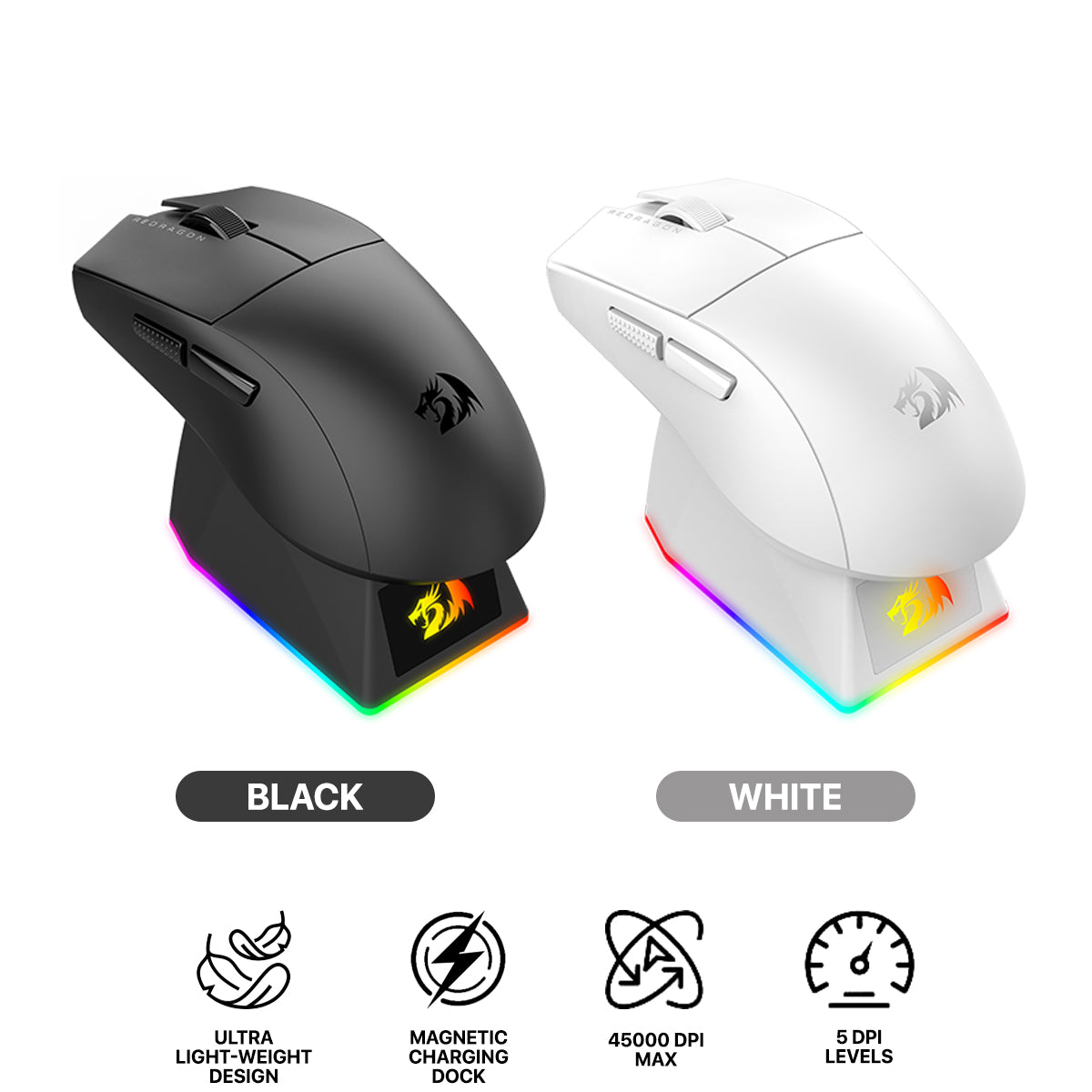 Redragon K1ng Max 45000 DPI 3-Mode RGB Wireless Gaming Mouse