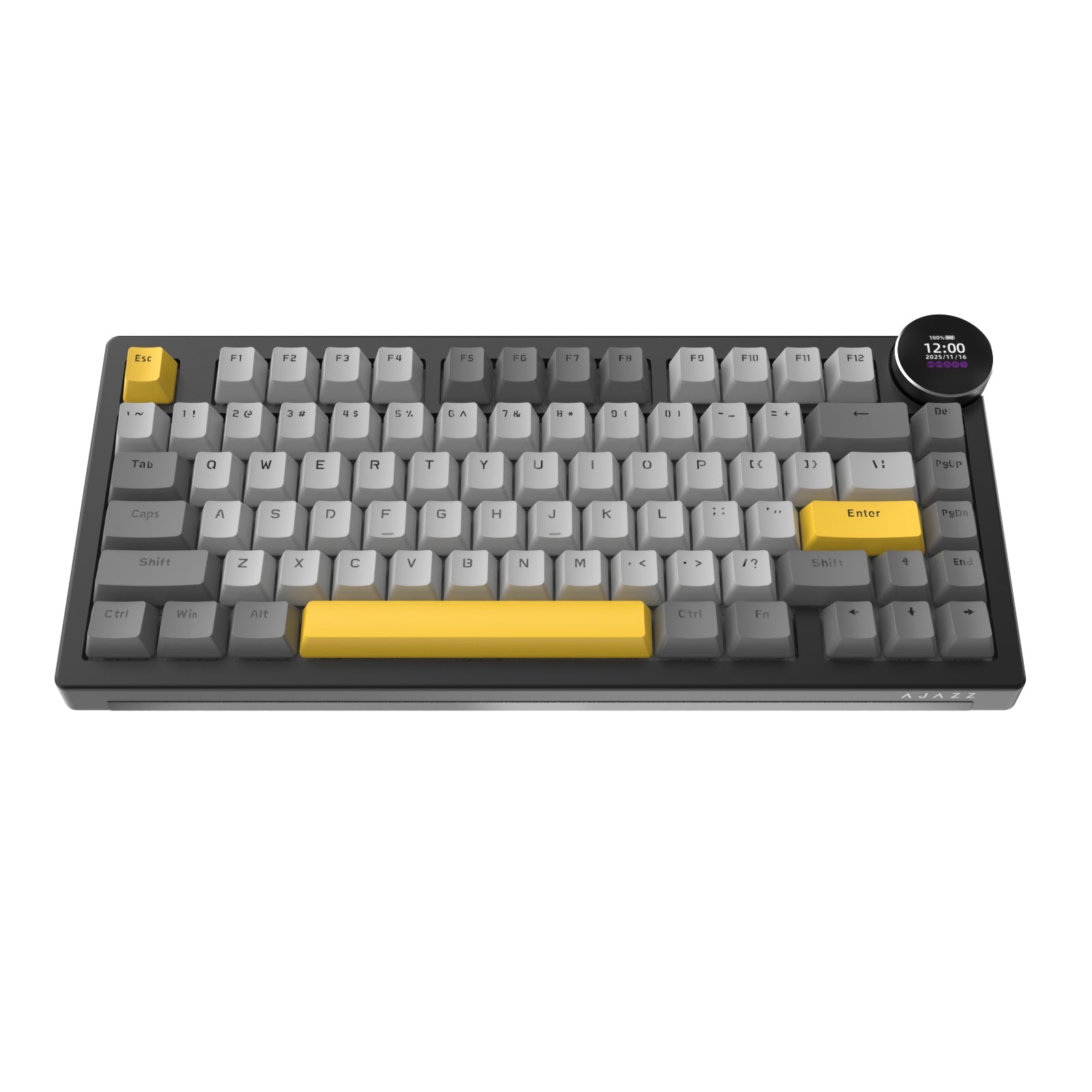 Ajazz AK820 V2 RGB Tri-Mode Mechanical Keyboard (Black/Grey/Yellow)