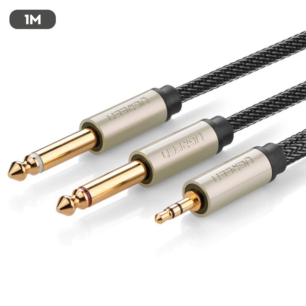 Ugreen AV126 3.5mm TRS To Dual 6.35Mm TS Audio Cable (1M, 2M) (Grey) (AV126/10613, AV126/10615)