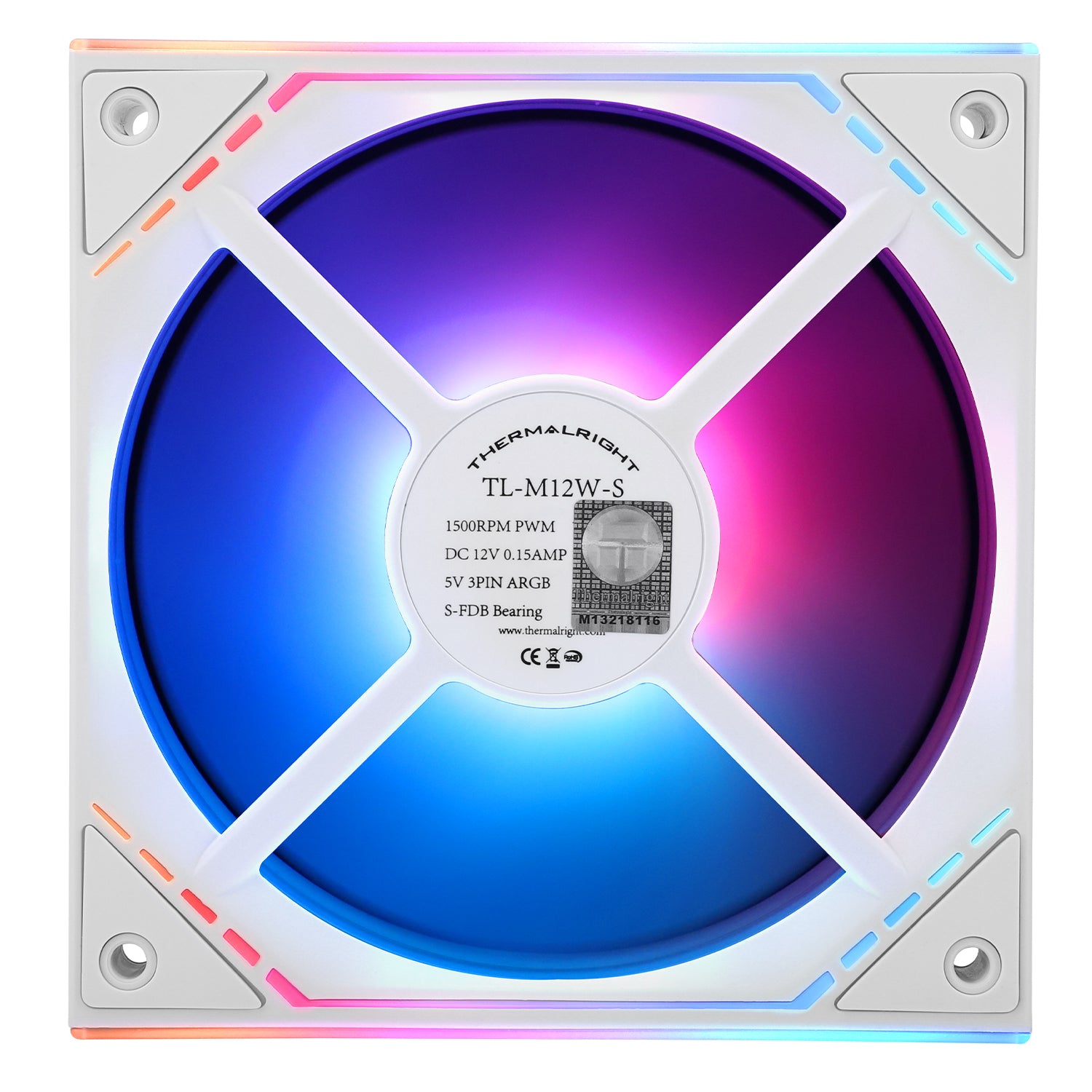 Thermalright TL-M12W-S 120mm PWM ARGB Silent-Balance PC Case Fan (White)