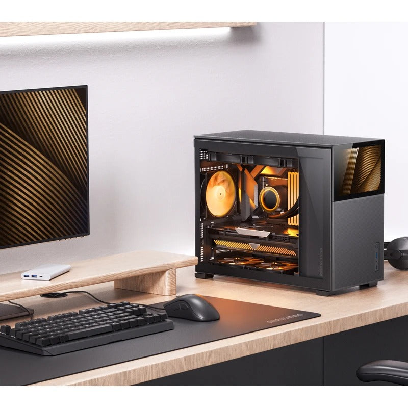 Jonsbo D31 Mesh M-ATX Computer Case (Black, White) + Jonsbo DS8 8" Display Secondary Screen (Black, White)