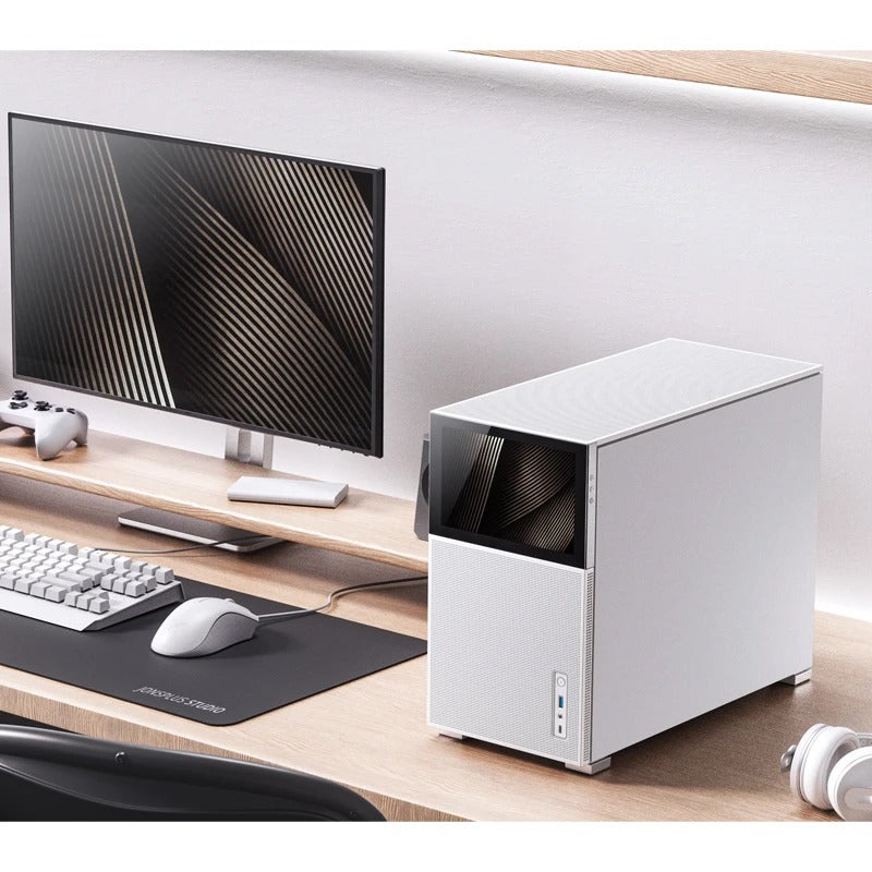 Jonsbo D31 Mesh M-ATX Computer Case (Black, White) + Jonsbo DS8 8" Display Secondary Screen (Black, White)