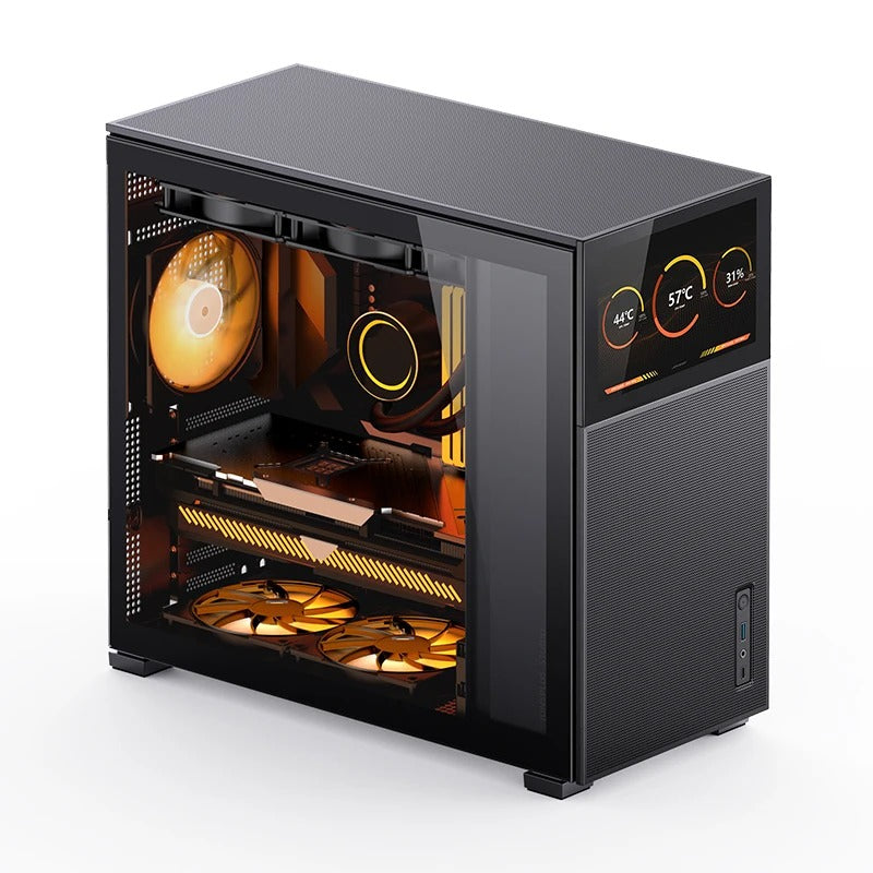 Jonsbo D41 Mesh ATX Computer Case (Black, White) + Jonsbo DS8 8" Display Secondary Screen