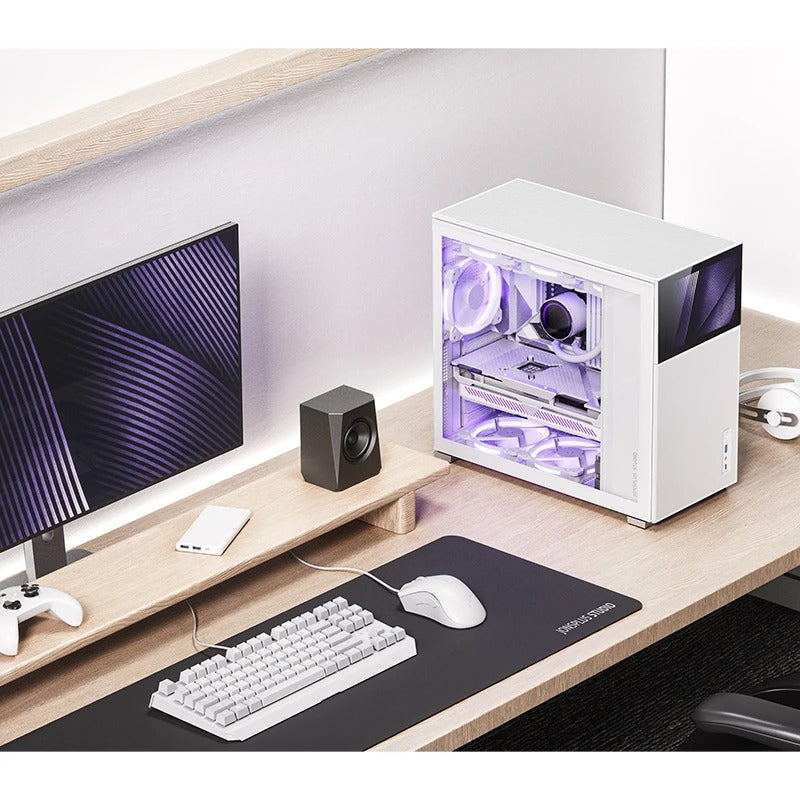 Jonsbo D41 Mesh ATX Computer Case (Black, White) + Jonsbo DS8 8" Display Secondary Screen
