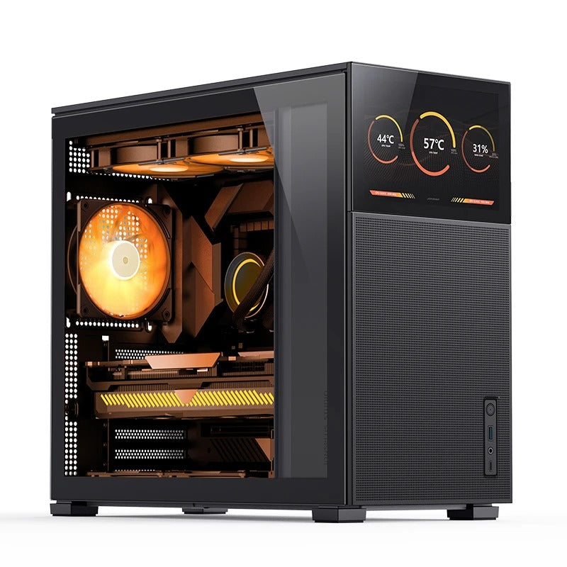 Jonsbo D41 Mesh ATX Computer Case (Black, White) + Jonsbo DS8 8" Display Secondary Screen