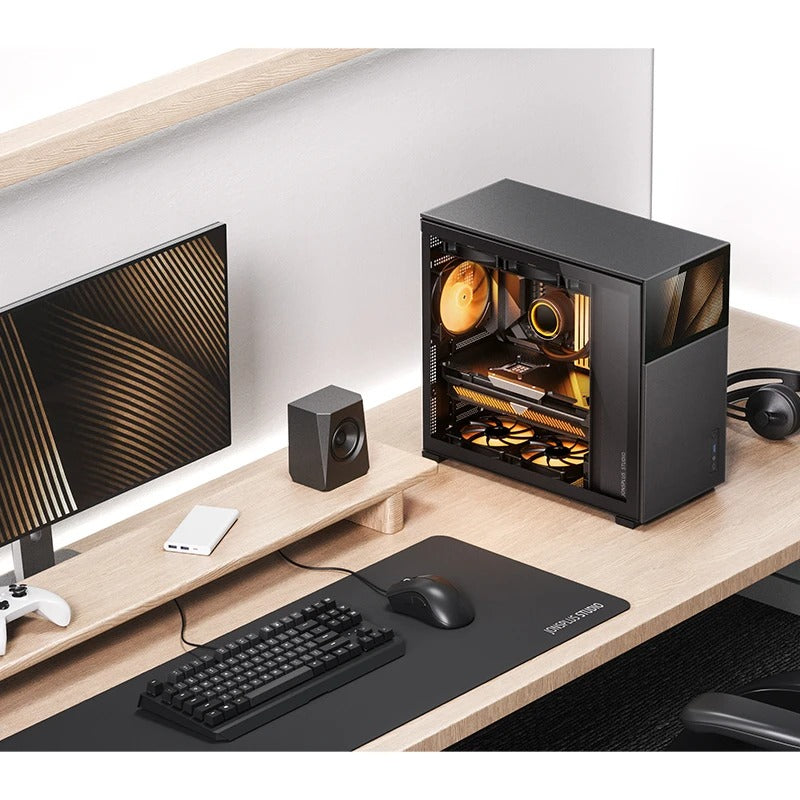 Jonsbo D41 Mesh ATX Computer Case (Black, White) + Jonsbo DS8 8" Display Secondary Screen
