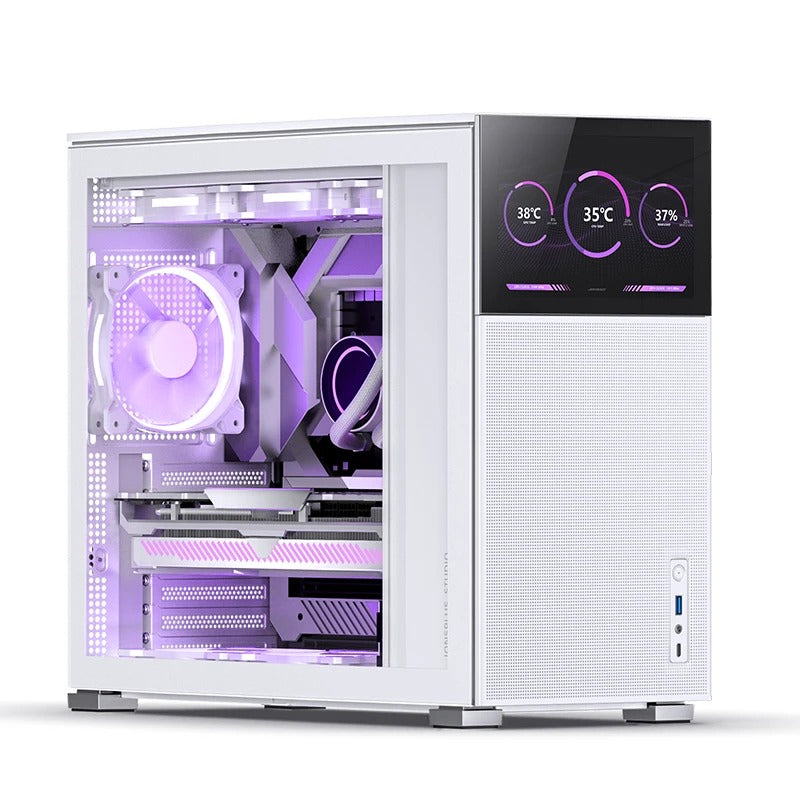 Jonsbo D41 Mesh ATX Computer Case (Black, White) + Jonsbo DS8 8" Display Secondary Screen