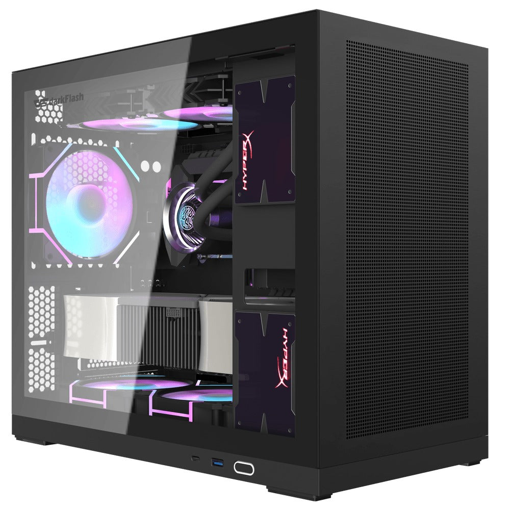 DarkFlash DS210 Luxury M-ATX Tempered Glass Side Panel PC Case