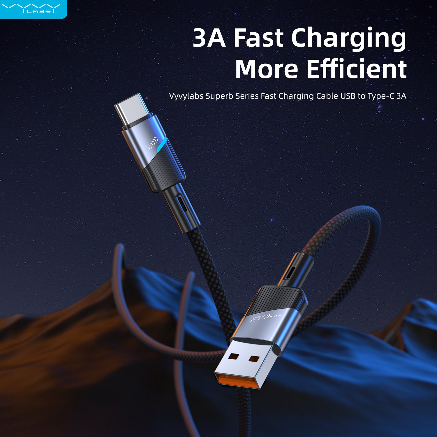 Vyvylabs Superb Series Fast Charging Cable USB to Type-C 3A