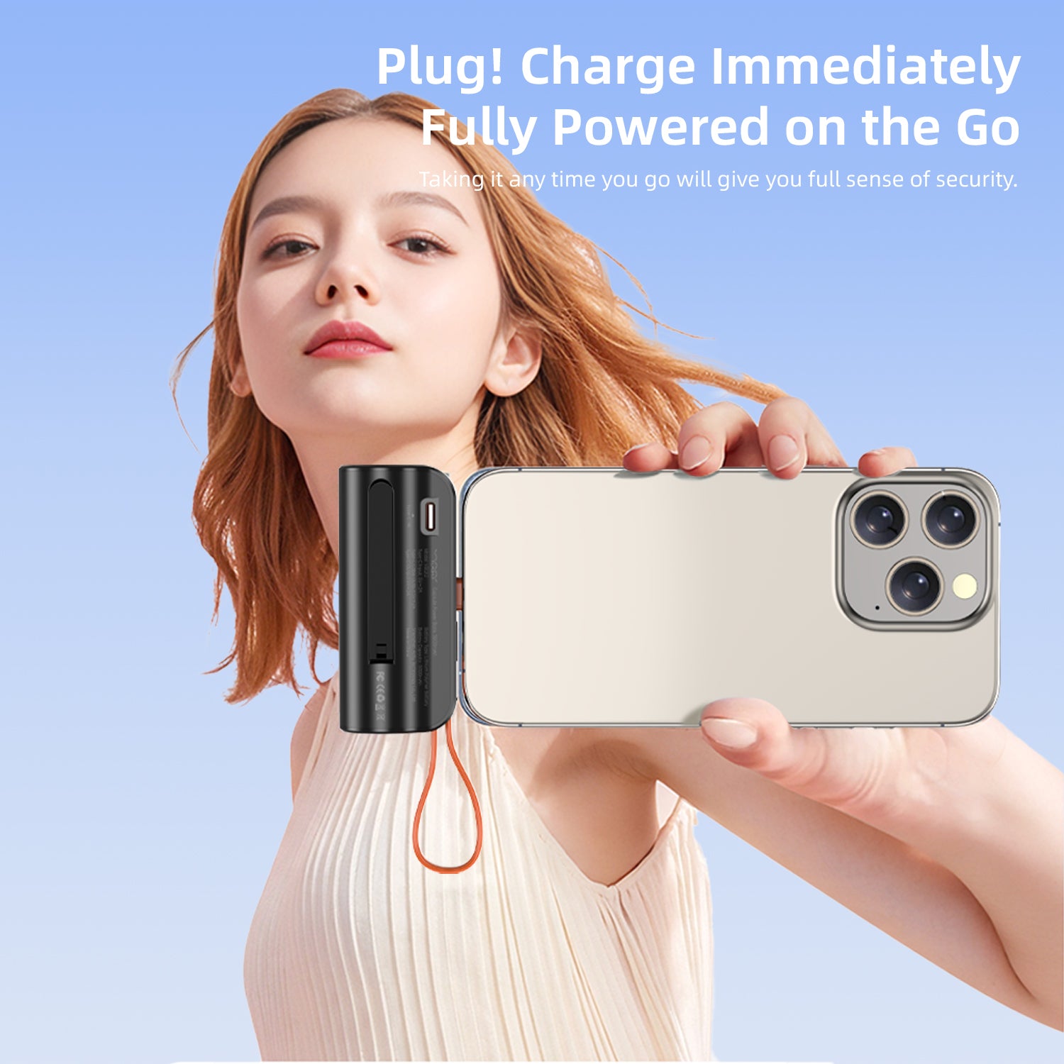 Vyvylabs Q12 Capsule Power Bank 5000mAh Type-C with iP Cable and Stand