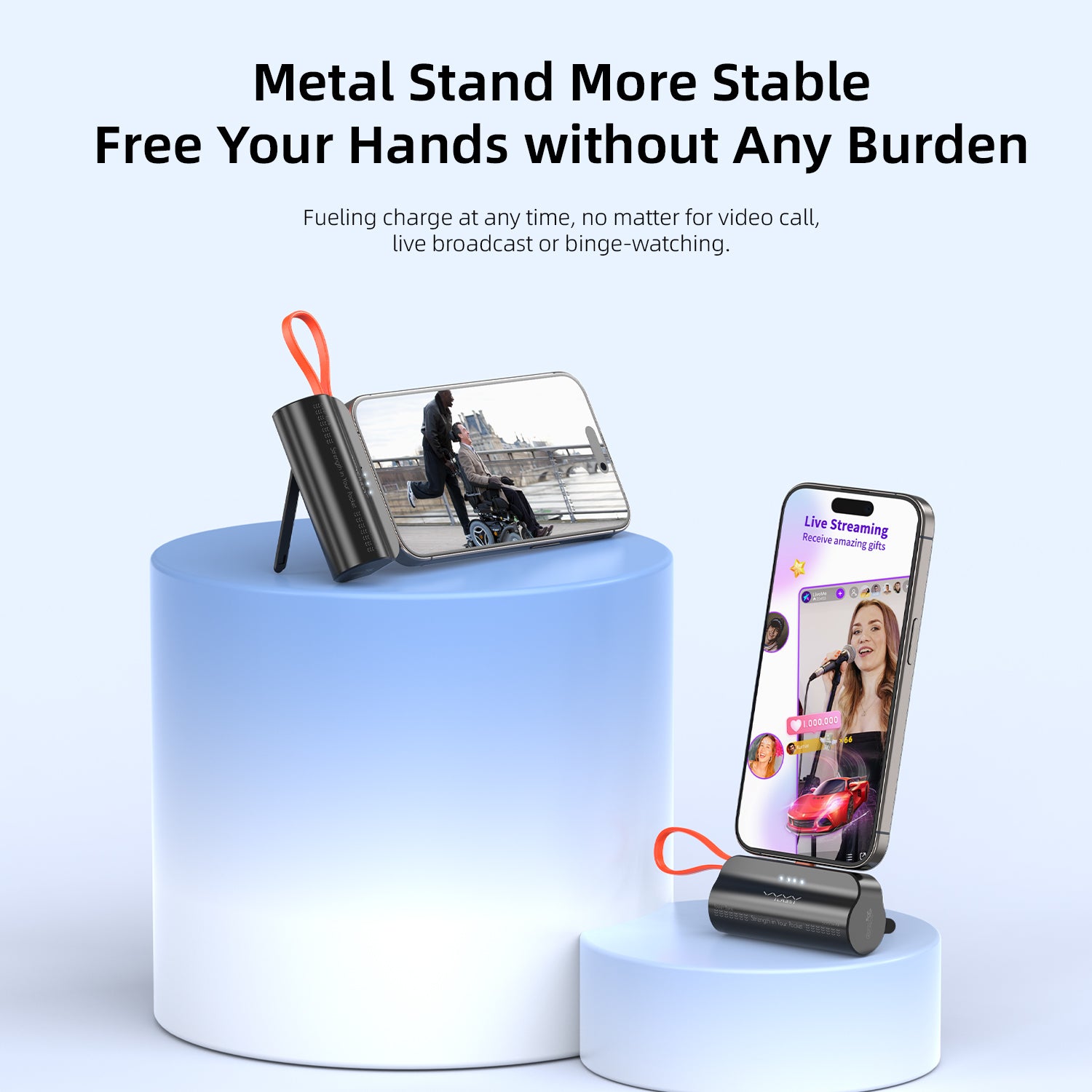 Vyvylabs Q12 Capsule Power Bank 5000mAh Type-C with iP Cable and Stand
