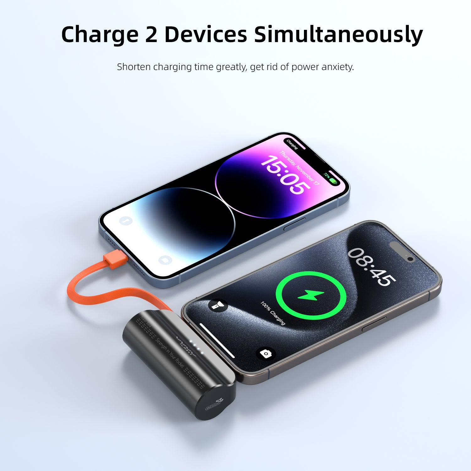 Vyvylabs Q12 Capsule Power Bank 5000mAh Type-C with iP Cable and Stand