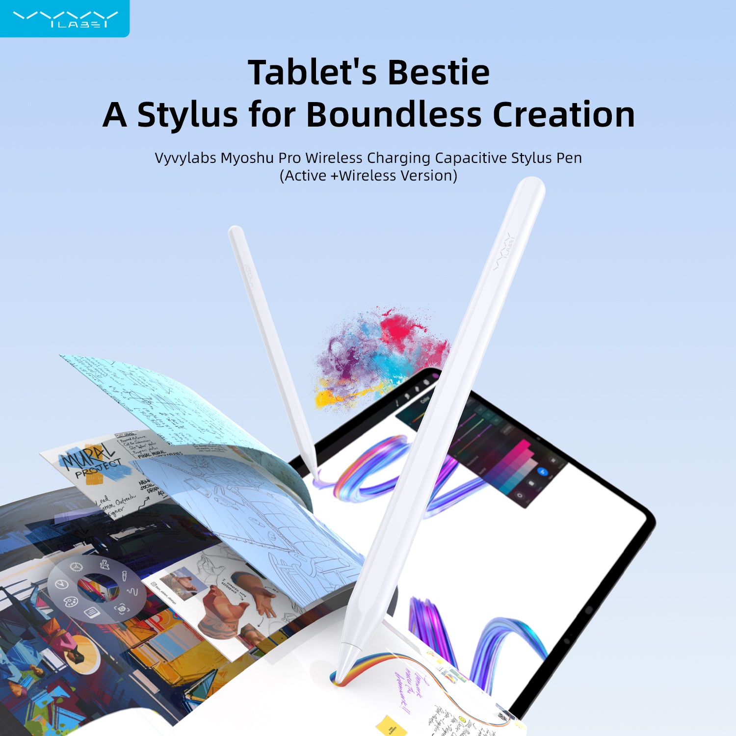 Vyvylabs Myoshu Pro Wireless Charging Capacitive Stylus Pen Active + Wireless Version