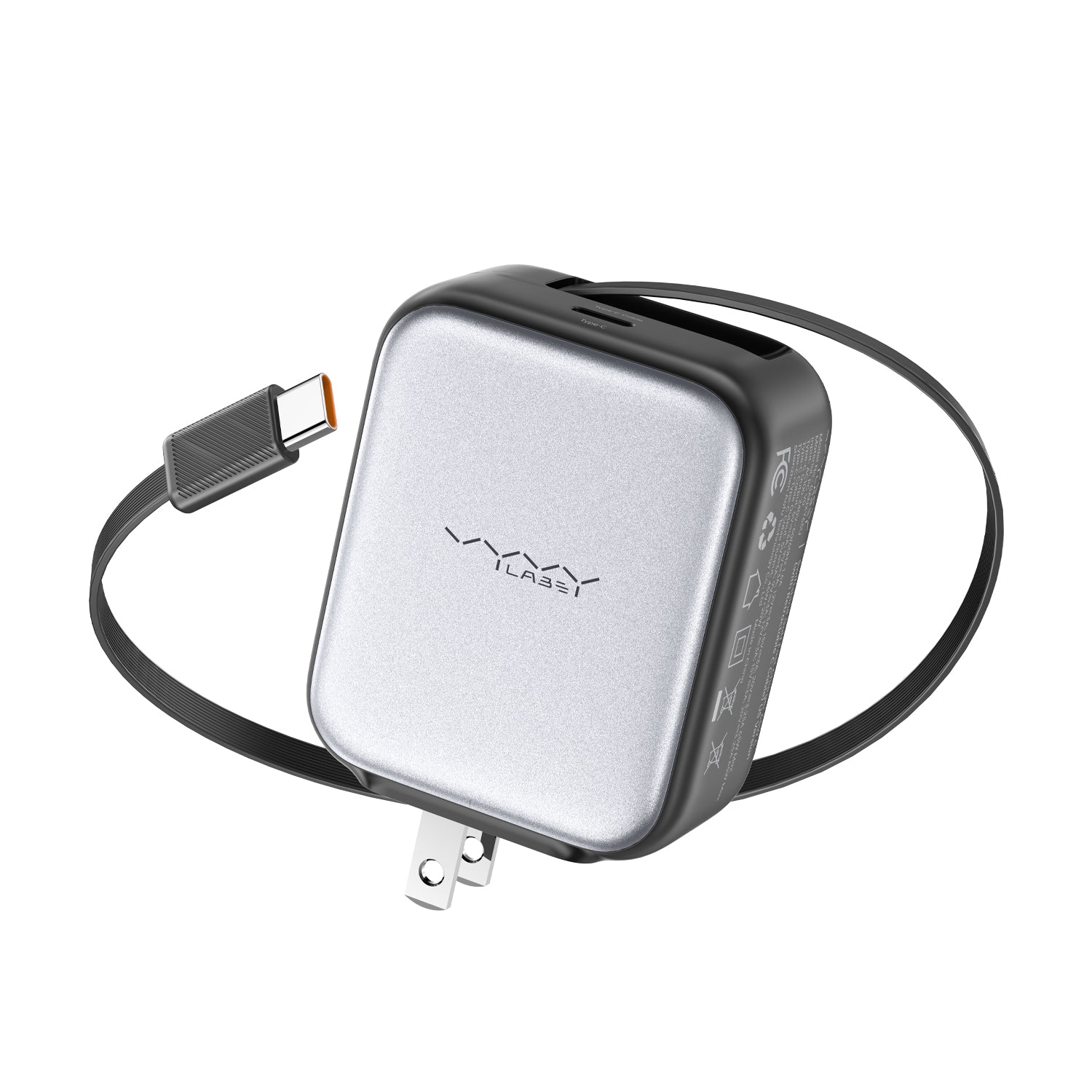 Vyvylabs Swiftshine GaN Fast Charger 65W C with Retractable C Cable