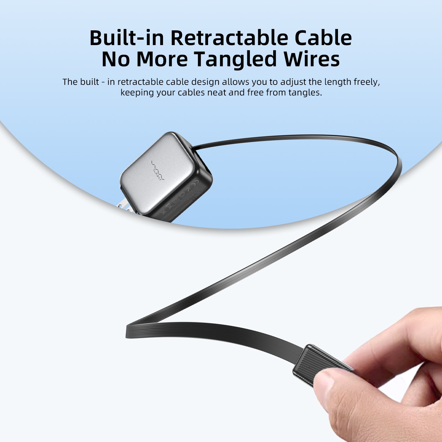 Vyvylabs Swiftshine GaN Fast Charger 65W C with Retractable C Cable