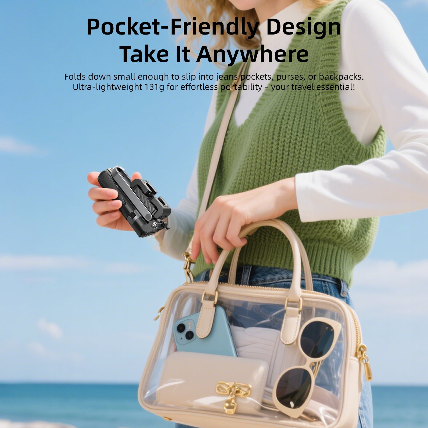 Vyvylabs Palm Super Mini Multifunctional Selfie Stick (Black)