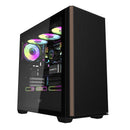 DarkFlash DS900WS Luxury ATX Front Wood Style Panoramic Side Glass Panel PC Case (Black, White)