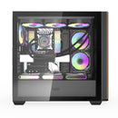 DarkFlash DS900WS Luxury ATX Front Wood Style Panoramic Side Glass Panel PC Case (Black, White)