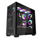 DarkFlash DS900WS Luxury ATX Front Wood Style Panoramic Side Glass Panel PC Case (Black, White)