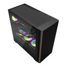 DarkFlash DS900WS Luxury ATX Front Wood Style Panoramic Side Glass Panel PC Case (Black, White)