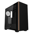 DarkFlash DS900WS Luxury ATX Front Wood Style Panoramic Side Glass Panel PC Case (Black, White)
