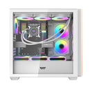 DarkFlash DS900WS Luxury ATX Front Wood Style Panoramic Side Glass Panel PC Case (Black, White)