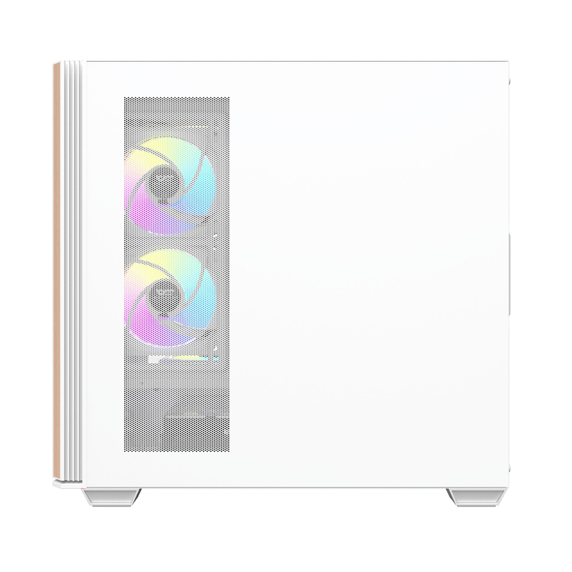 DarkFlash DS900WS Luxury ATX Front Wood Style Panoramic Side Glass Panel PC Case (Black, White)