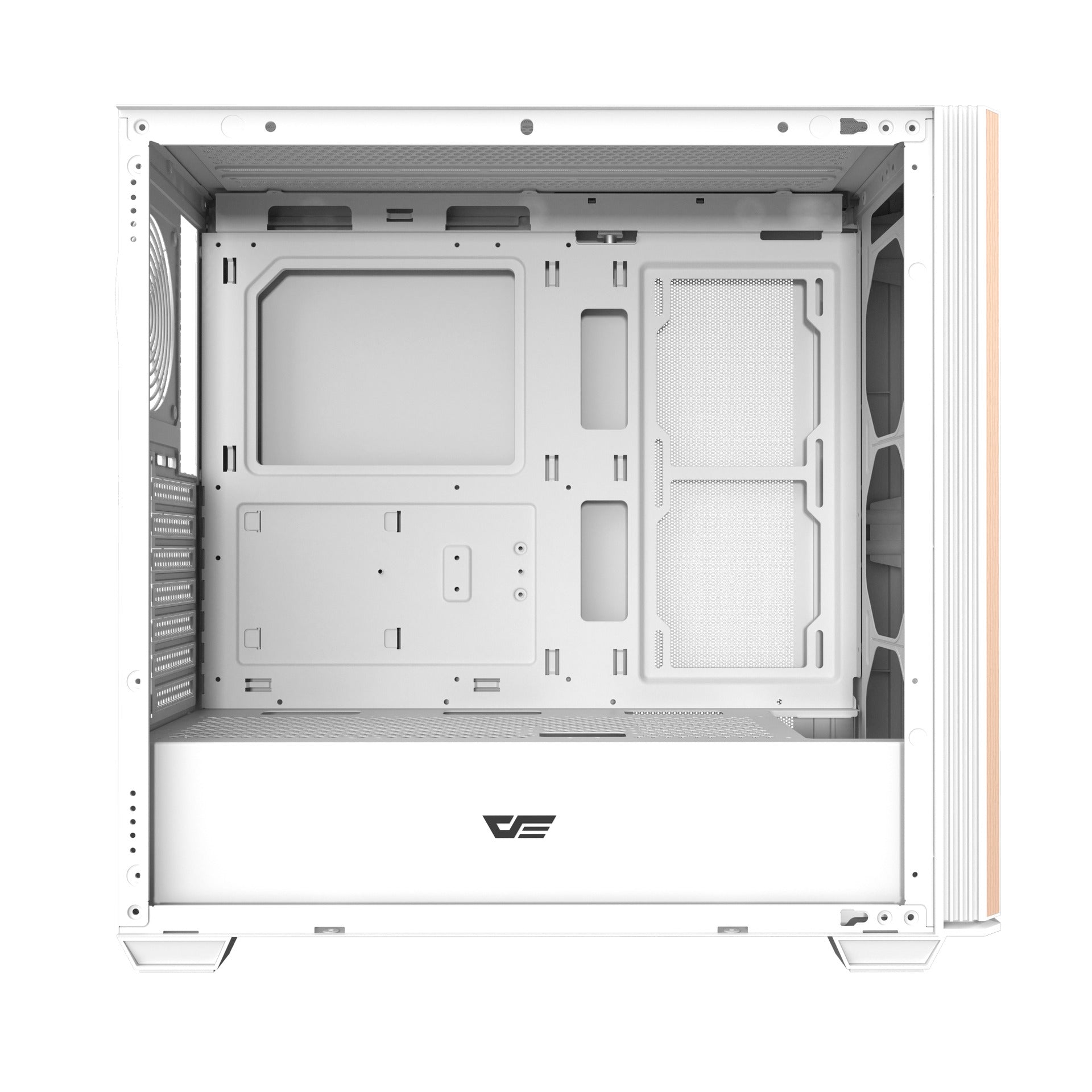 DarkFlash DS900WS Luxury ATX Front Wood Style Panoramic Side Glass Panel PC Case (Black, White)