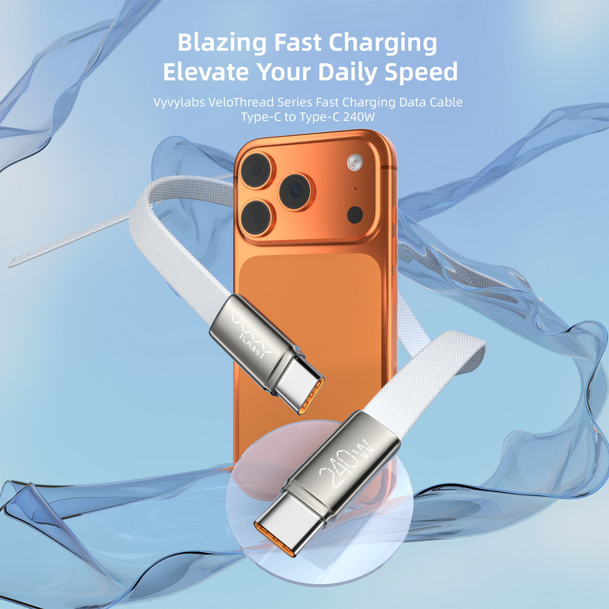 Vyvylabs VeloThread Series Fast Charging Data Cable Type-C to Type-C 240W