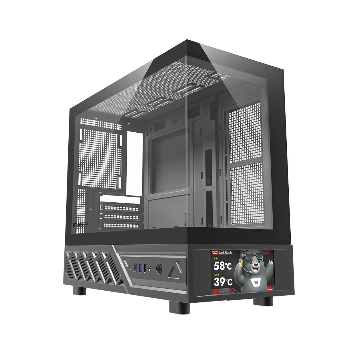 DarkFlash DS950MV M-ATX Glass PC Case with 6" IPS Customizable Display