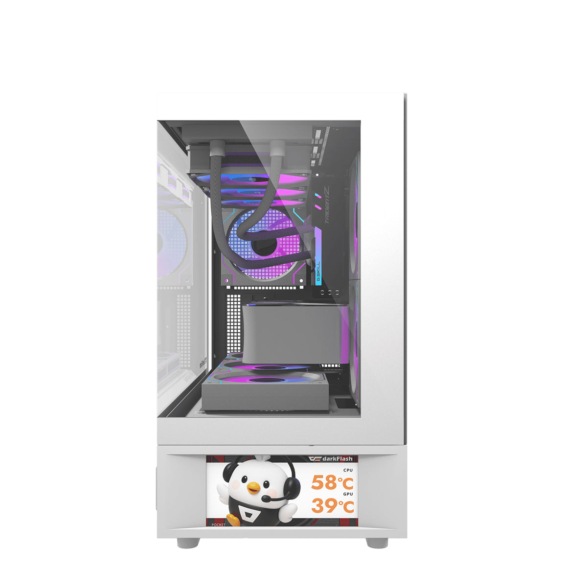 DarkFlash DS950MV M-ATX Glass PC Case with 6" IPS Customizable Display