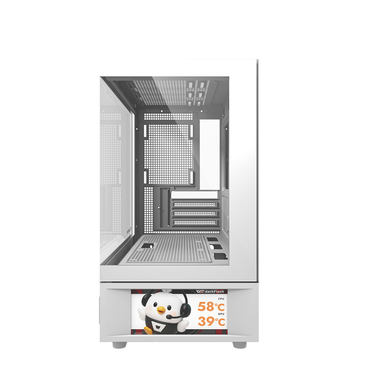 DarkFlash DS950MV M-ATX Glass PC Case with 6" IPS Customizable Display