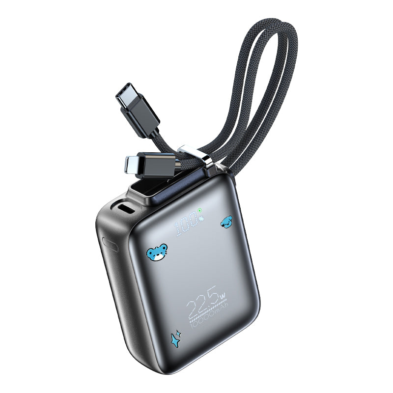 Vyvylabs SwiftPow Power Bank 10000mAh 22.5W with Dual Cable C+L (Black) (XG-D930-BK)