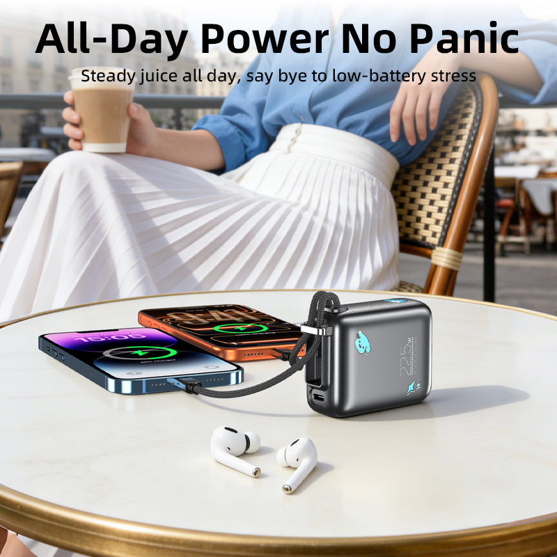 Vyvylabs SwiftPow Power Bank 10000mAh 22.5W with Dual Cable C+L (Black) (XG-D930-BK)