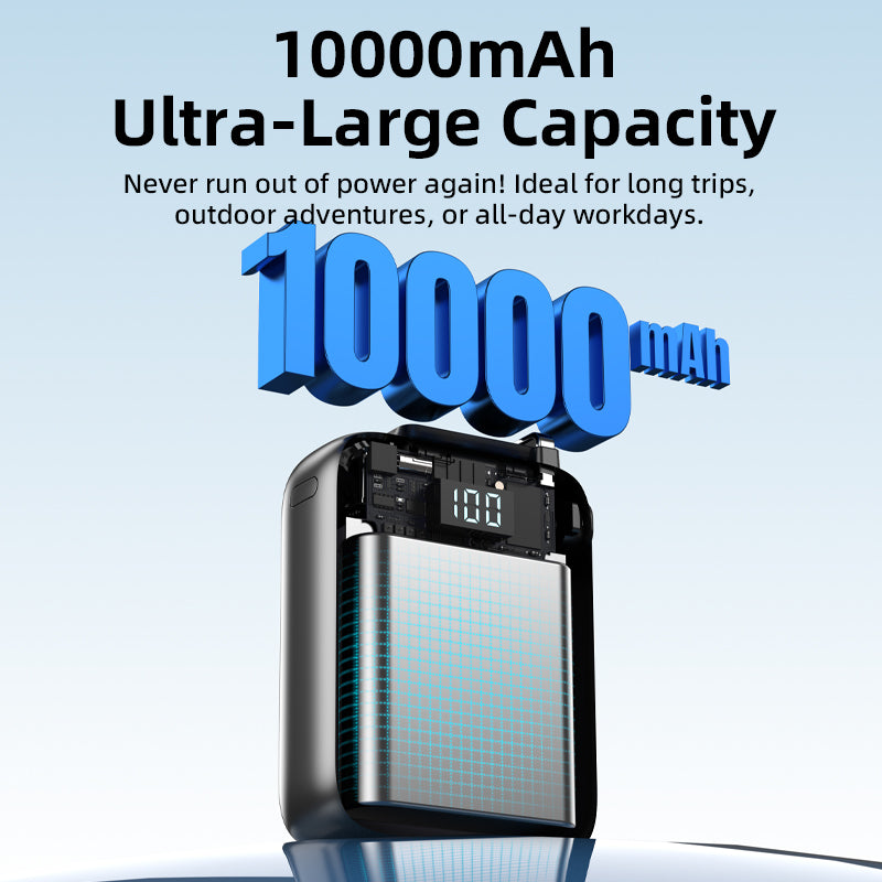 Vyvylabs SwiftPow Power Bank 10000mAh 22.5W with Dual Cable C+L (Black) (XG-D930-BK)
