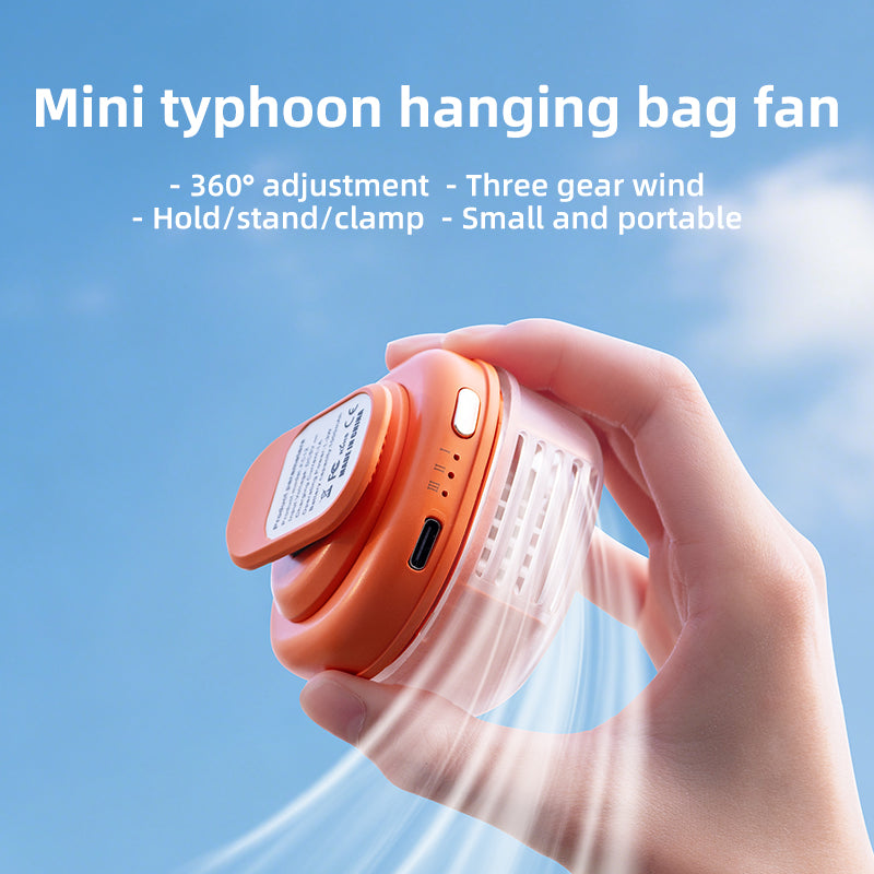 Vyvylabs FC12 Mini Hurricane Portable Hanging Fan with 360 Degrees Rotation (Orange, Pink, White, Green) (VKFC12-ORG, VKFC12-PK, VKFC12-WH, VKFC12-GN)