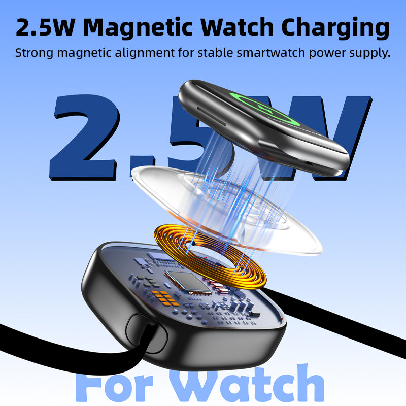 Vyvylabs Mi Square Retractable Cable and Wireless Watch Charger Type-C to Type-C 100W