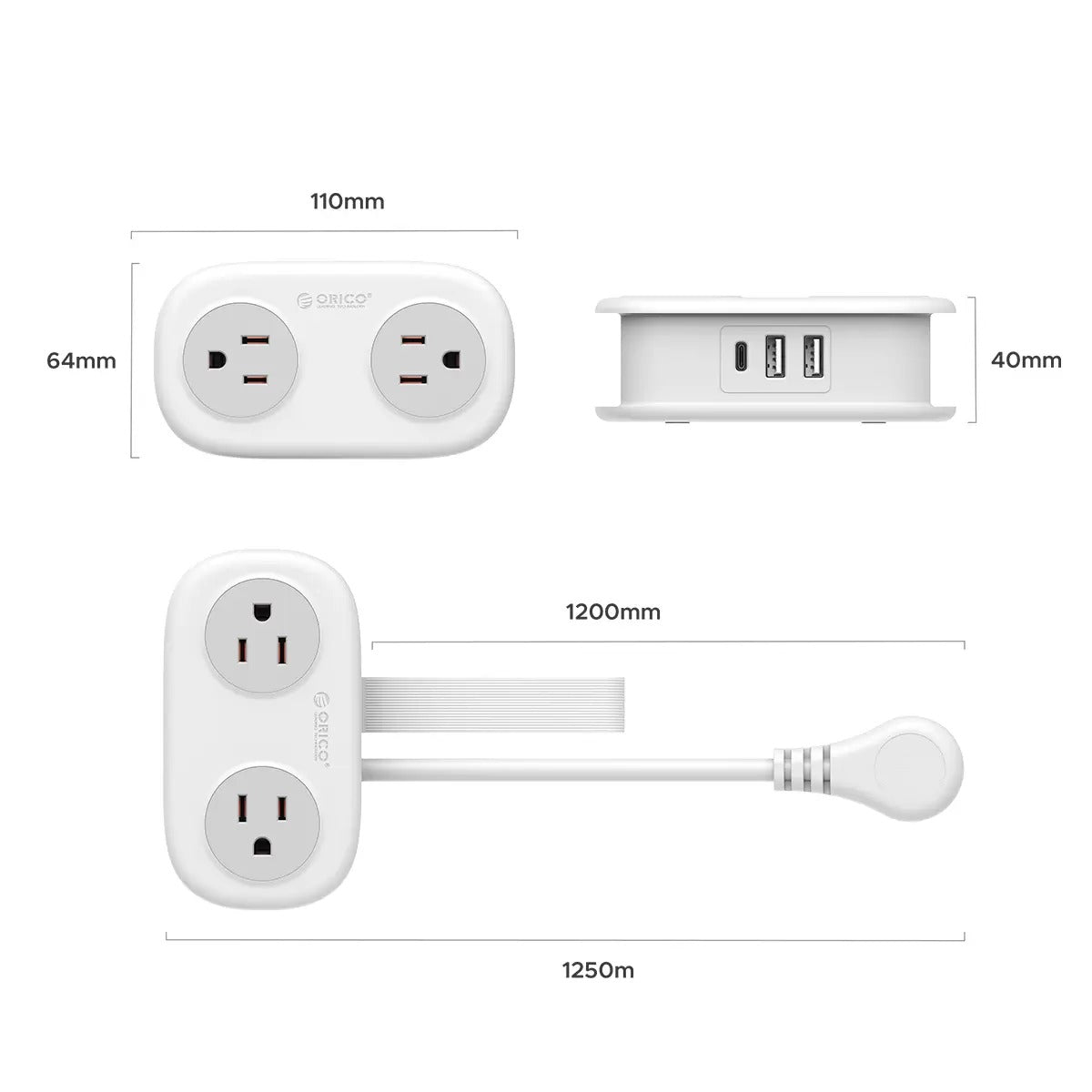 Orico AP3 7-Port 15.5W Travel Power Strip | DataBlitz