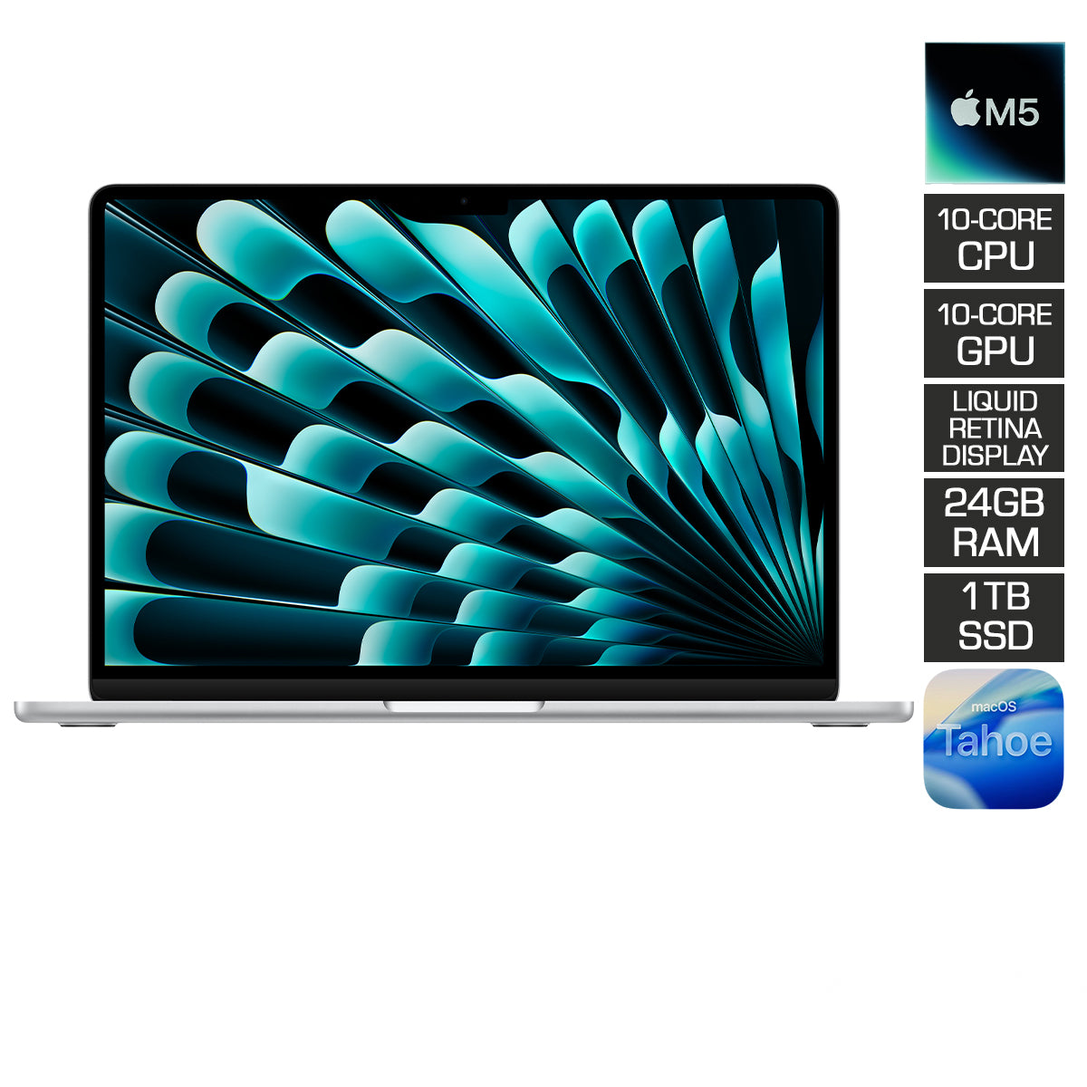 MacBook Air 13" 24GB+1TB M5 Chip with 10-Core CPU & 10-Core GPU (Silver) (MDH94PP/A)