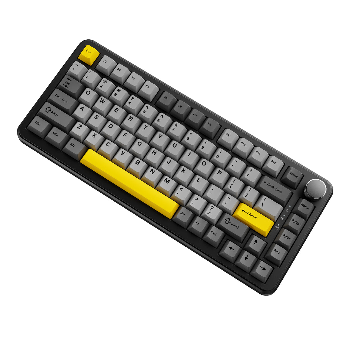 Ajazz AK820 Max RGB Wired 75% 82-Keys Gasket-mounted South Facing Hot Swappable Mechanical Keyboard Knob FR4 PCB (Black/Grey/Yellow) (Magnetic Switch)