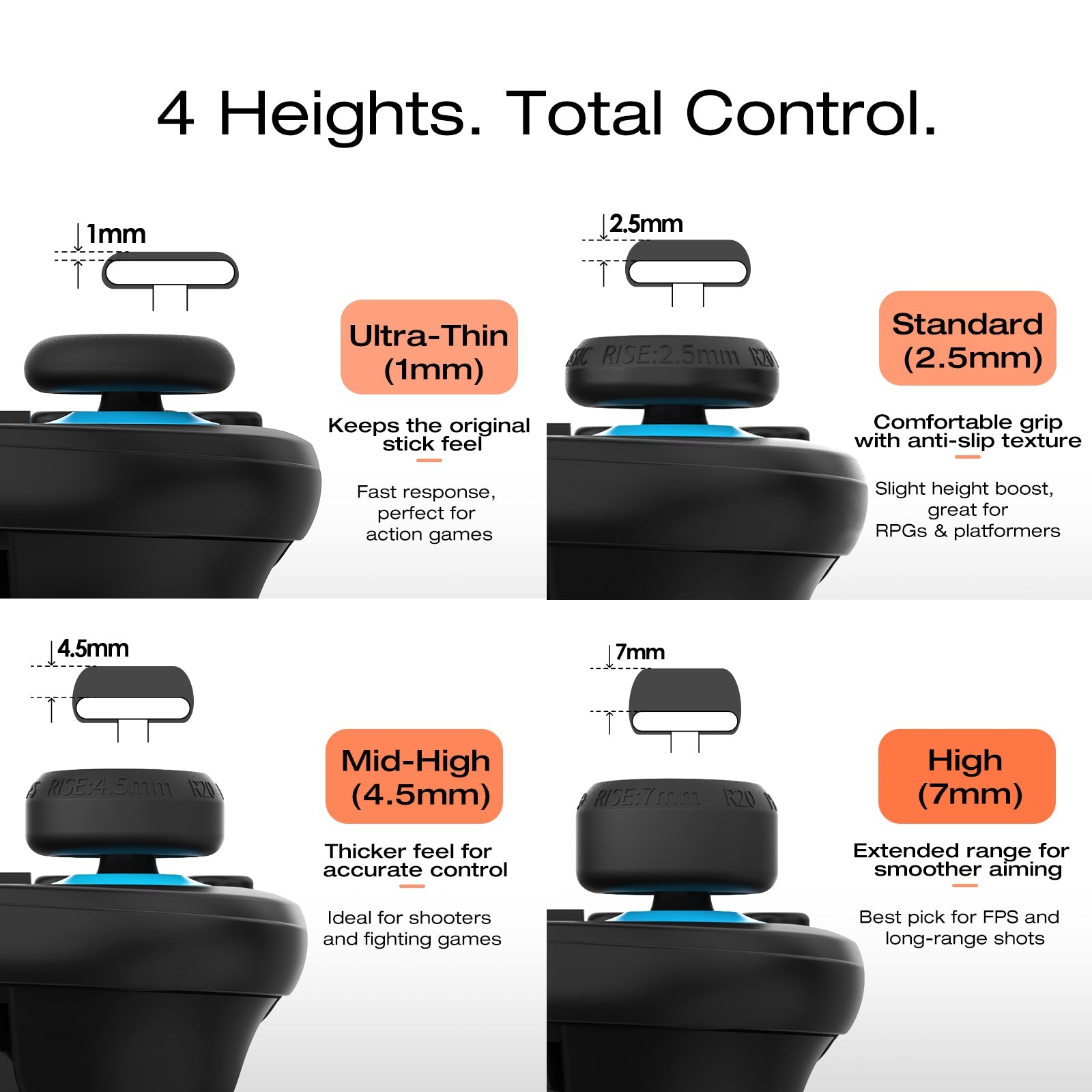 IINE Silicone Joystick Caps for Nintendo Switch 2 (Black) (L1096)